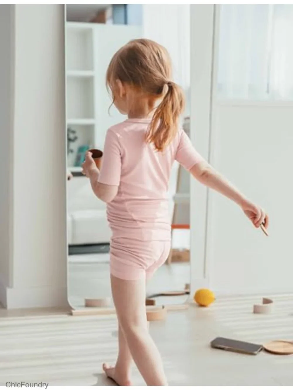 Toddler Ribbed Knit Pajama Set Short Sleeve Sleepwear 2-Piece